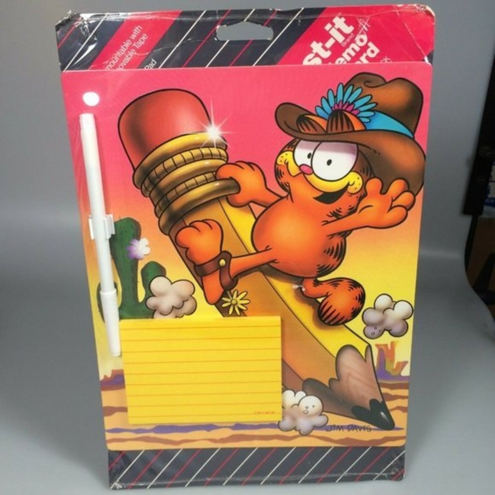 1987 Garfield Post it Memo Board rodeo cowboy